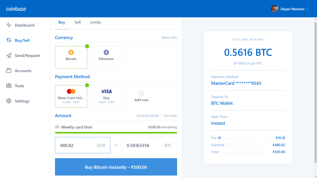 how fast can you buy and sell on coinbase
